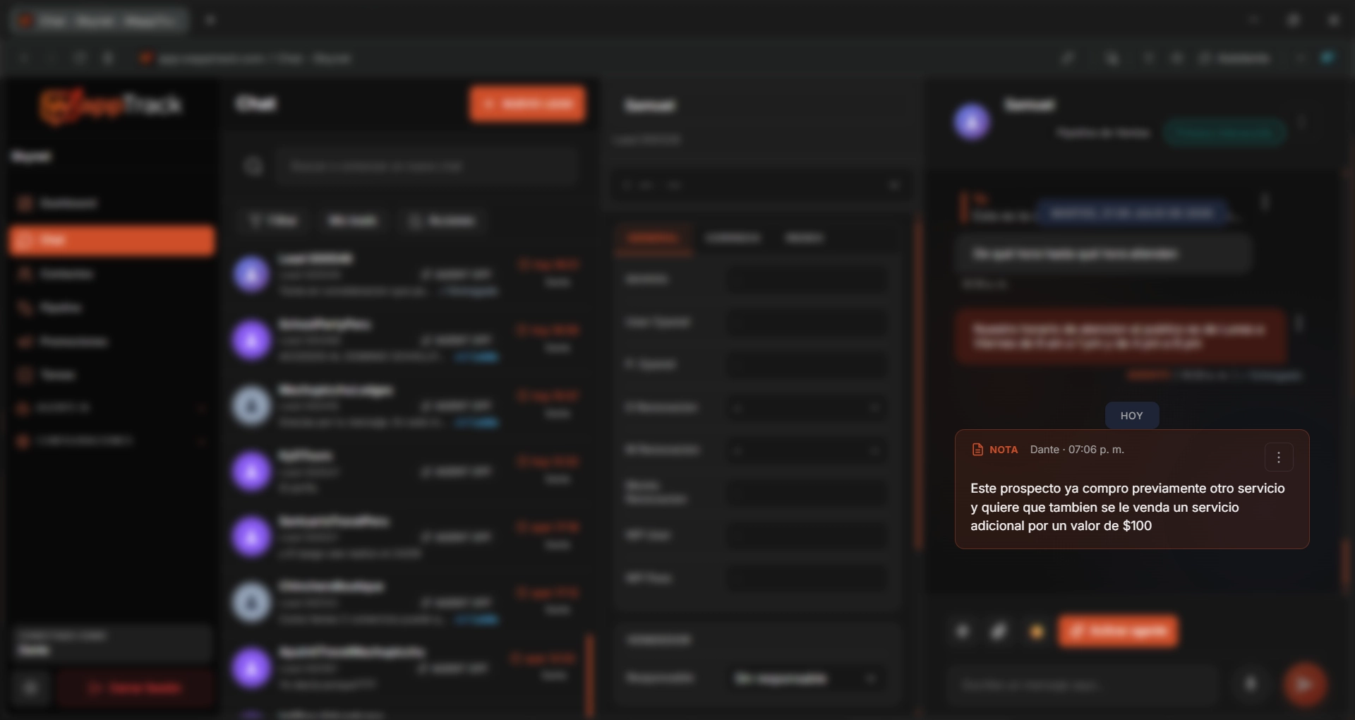 Internal notes in WappTrack