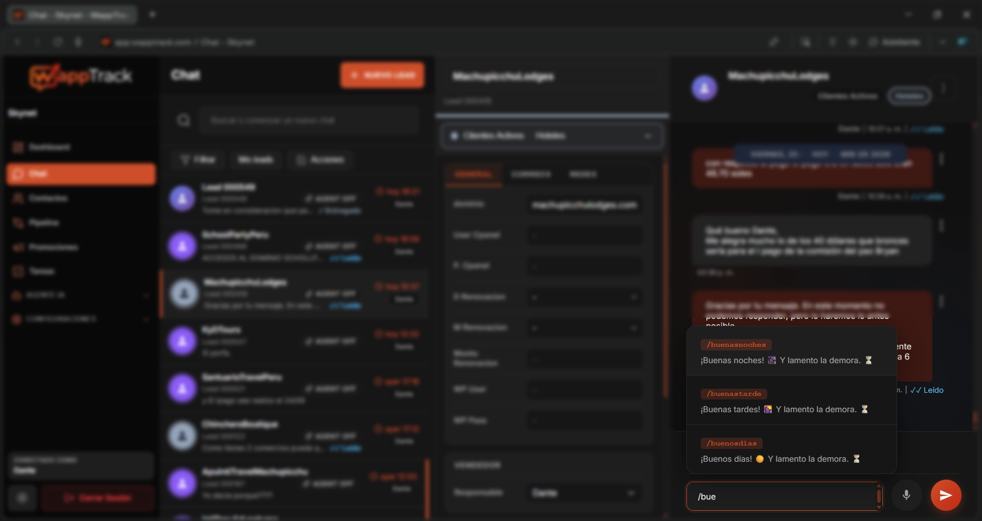 Quick replies in WappTrack