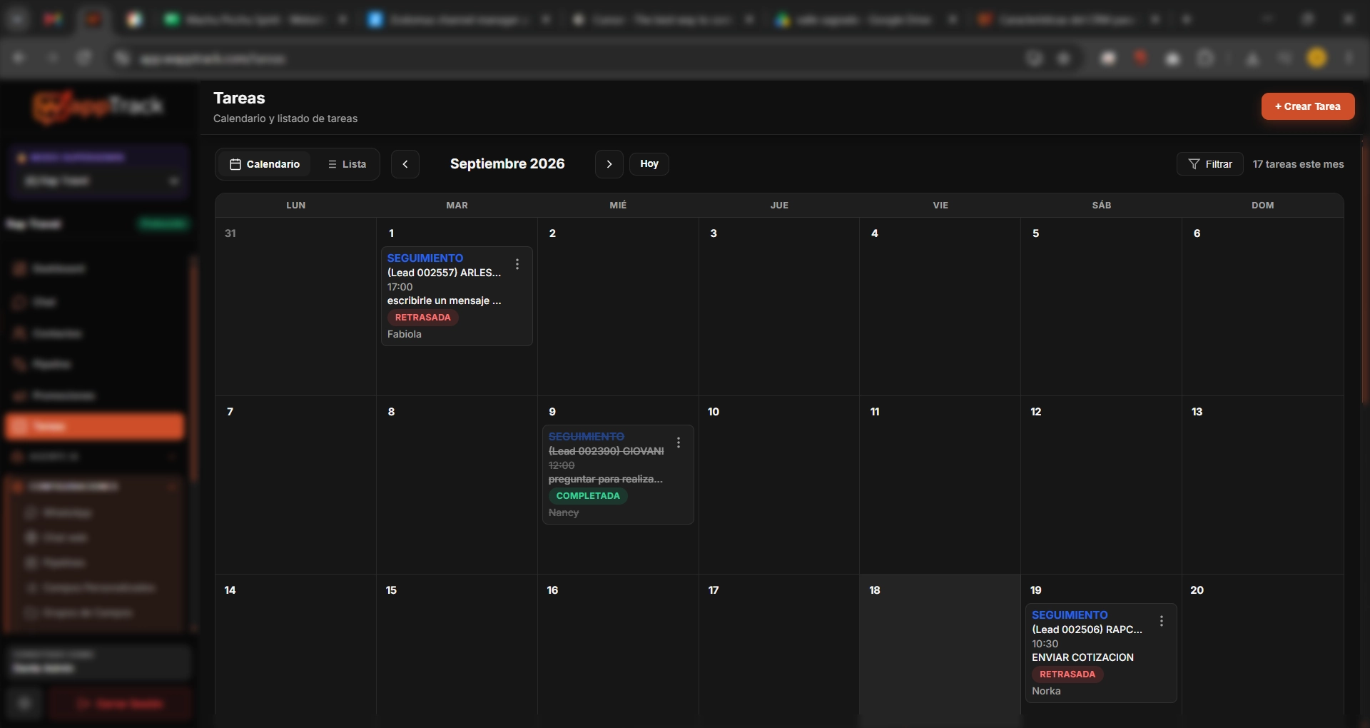 Follow-up tasks in WappTrack